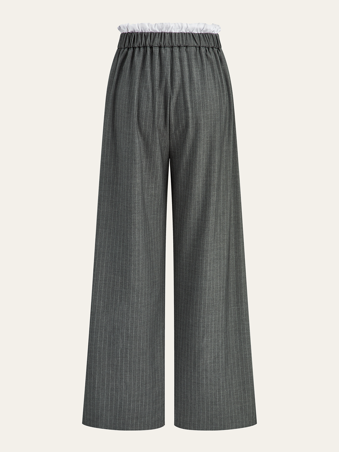 Contrast Ruffle Waistband Pinstripe Pants  Liora Lane Boutique Pants