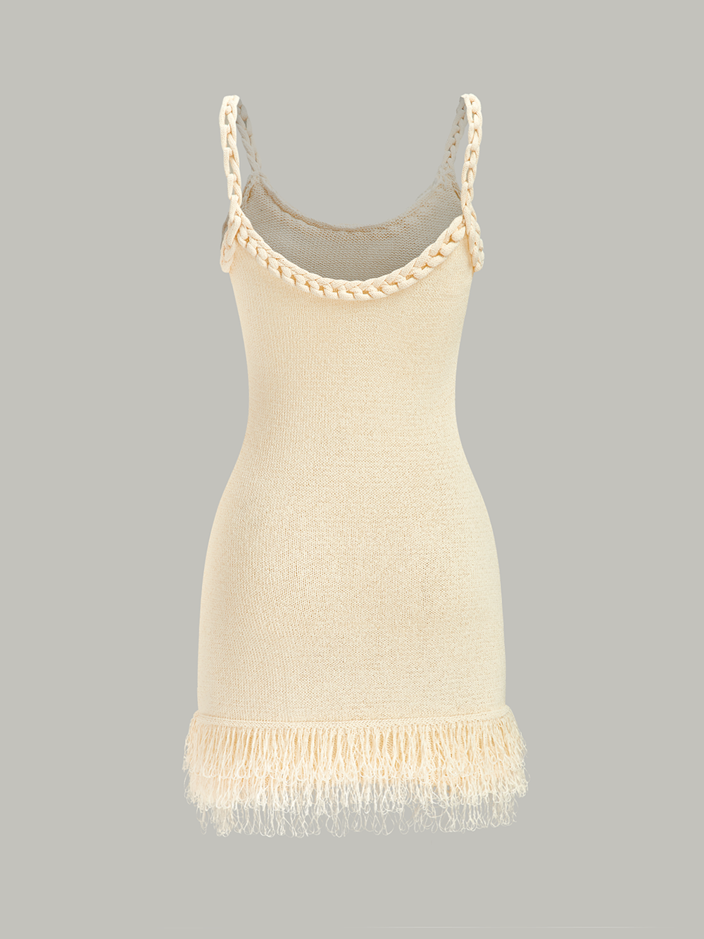 Braided Rope Strap Fringe Hem Sweater Dress  Liora Lane Boutique Sweater Dresses