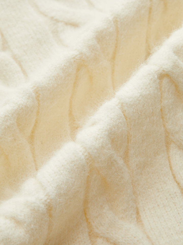 Contrast Stitched Cable Knit Polo Sweater  Liora Lane Boutique Knit Tops