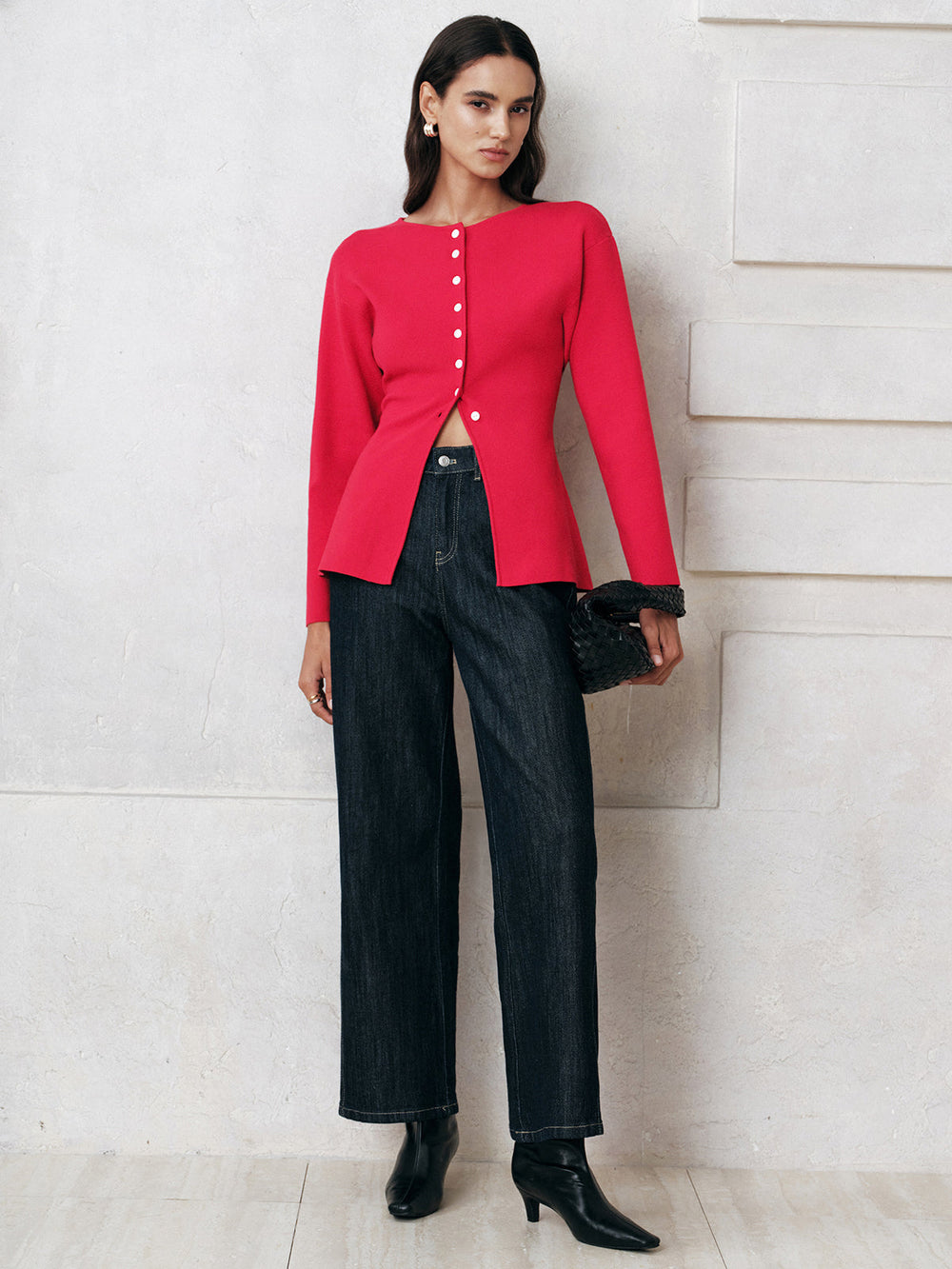 Button-Front Long Sleeve Knit Top  Liora Lane Boutique Knit Tops