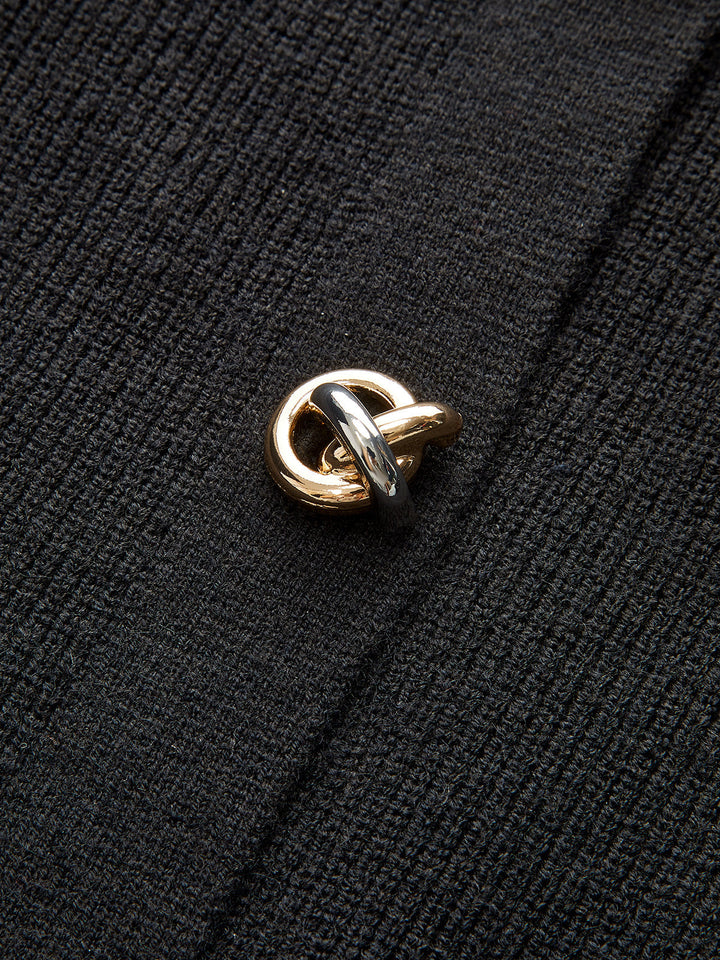 Wool Blend Denim Collar Puff Sleeve Cardigan  Liora Lane Boutique Cardigans