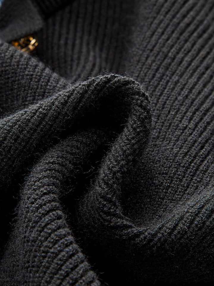 Wool Blend Denim Collar Puff Sleeve Cardigan  Liora Lane Boutique Cardigans