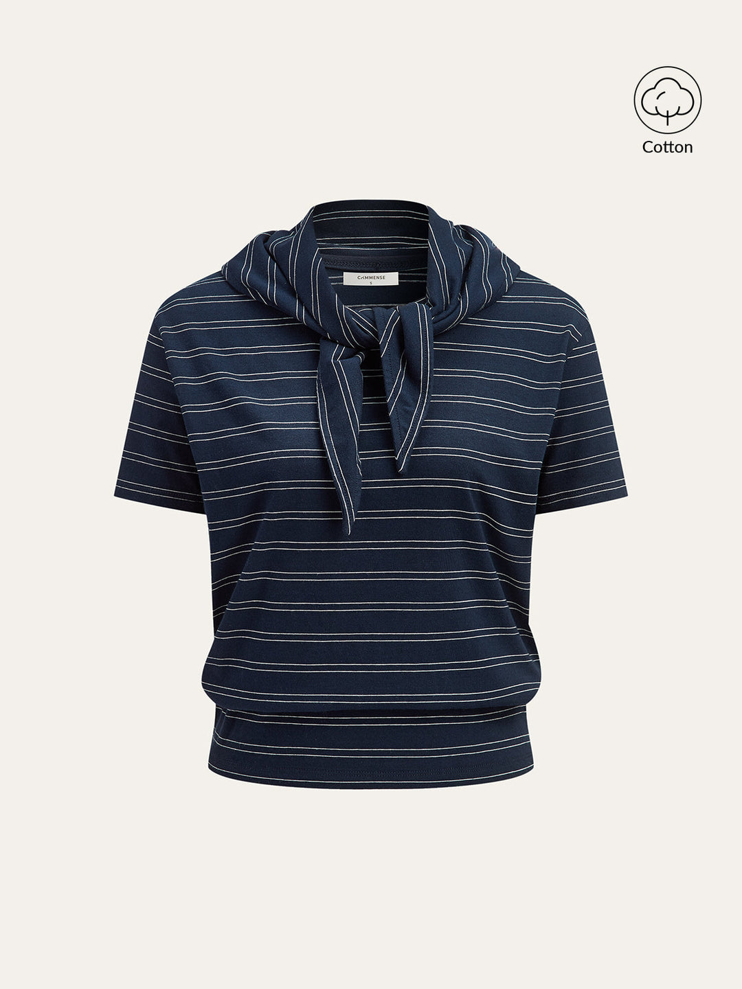 Striped Detachable Scarf Collar T-Shirt  Liora Lane Boutique T-Shirts