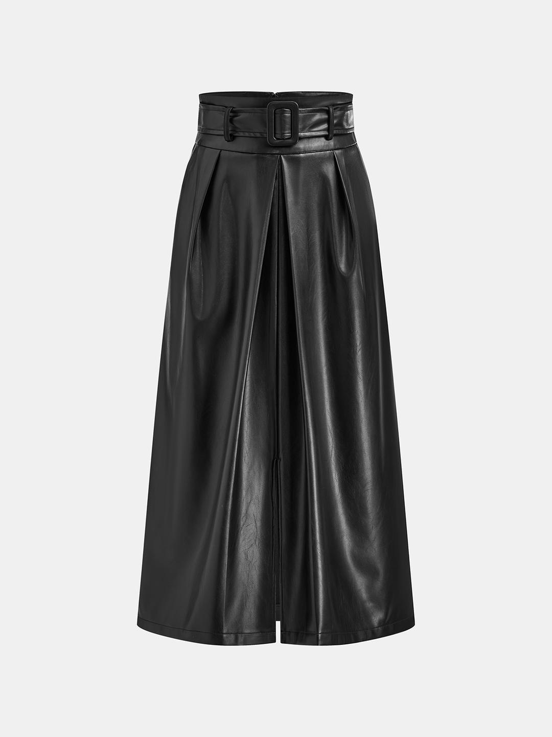 PU Leather Belted Maxi Skirt  Liora Lane Boutique Skirts Black / XL 46.00