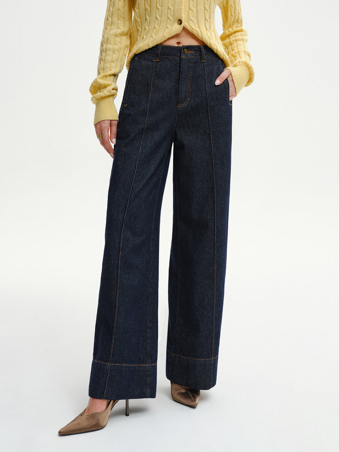 High-Waist Wide-Leg Denim Jeans  Liora Lane Boutique Jeans Navy / XL 69.00