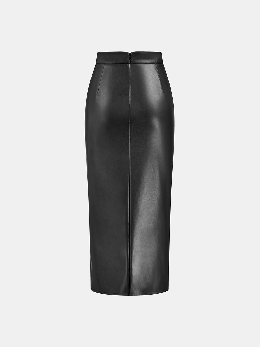 Ruched Slit PU Leather Midi Skirt  Liora Lane Boutique Skirts