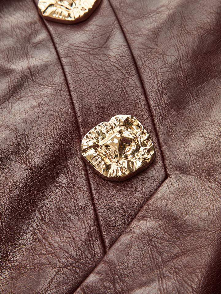 Asymmetric Metal Detail PU Leather Mini Skirt  Liora Lane Boutique Skirts