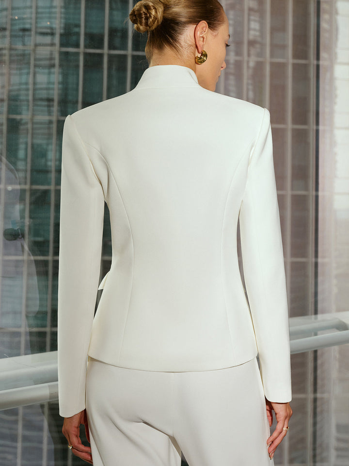 Buckle Detail Stand Collar Blazer  Liora Lane Boutique Blazers
