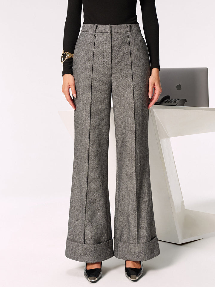 Mid-Waist Cuffed Wide-Leg Pants  Liora Lane Boutique Pants