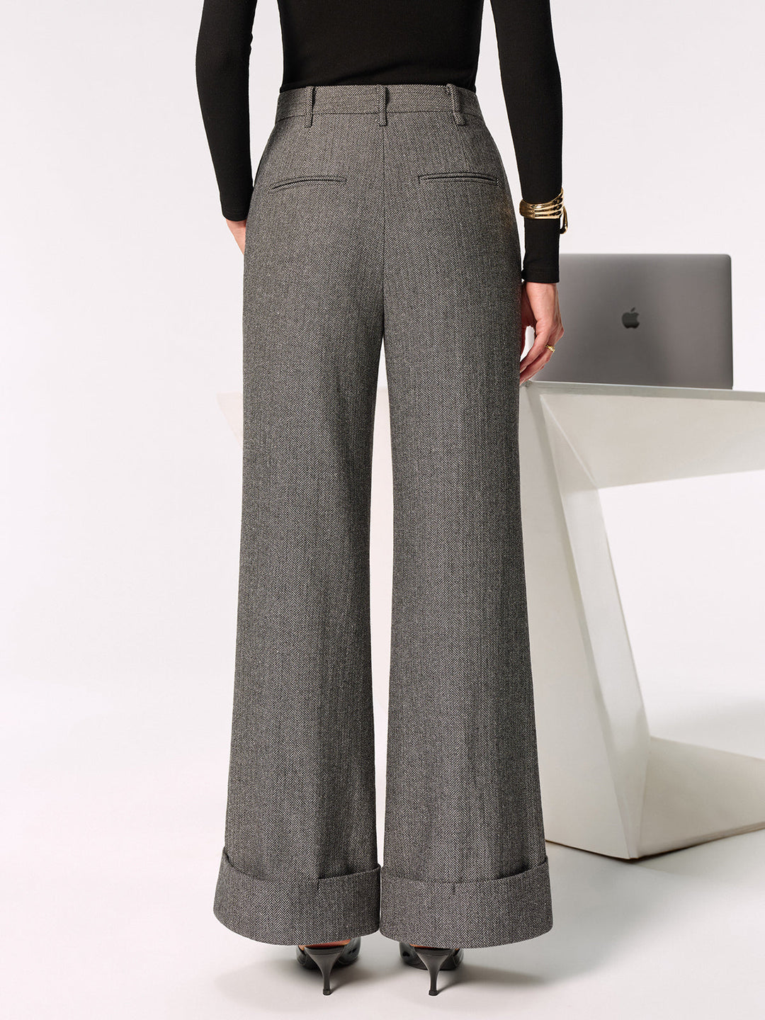 Mid-Waist Cuffed Wide-Leg Pants  Liora Lane Boutique Pants