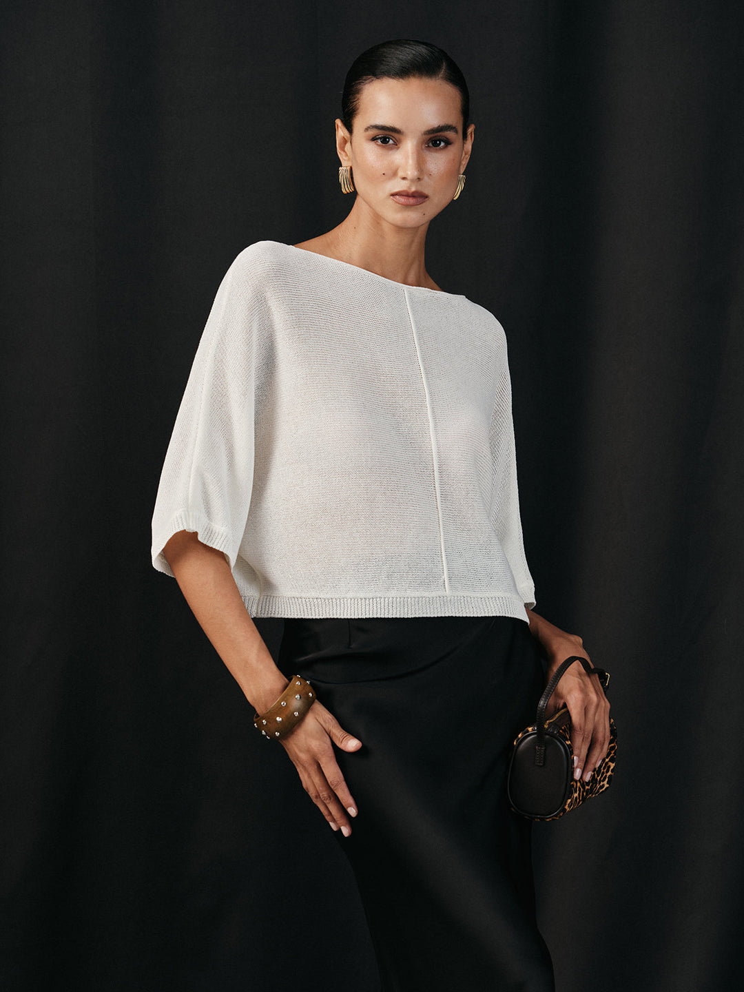 Semi-Sheer Batwing Sweater  Liora Lane Boutique Sweaters Off-White / XL 38.00