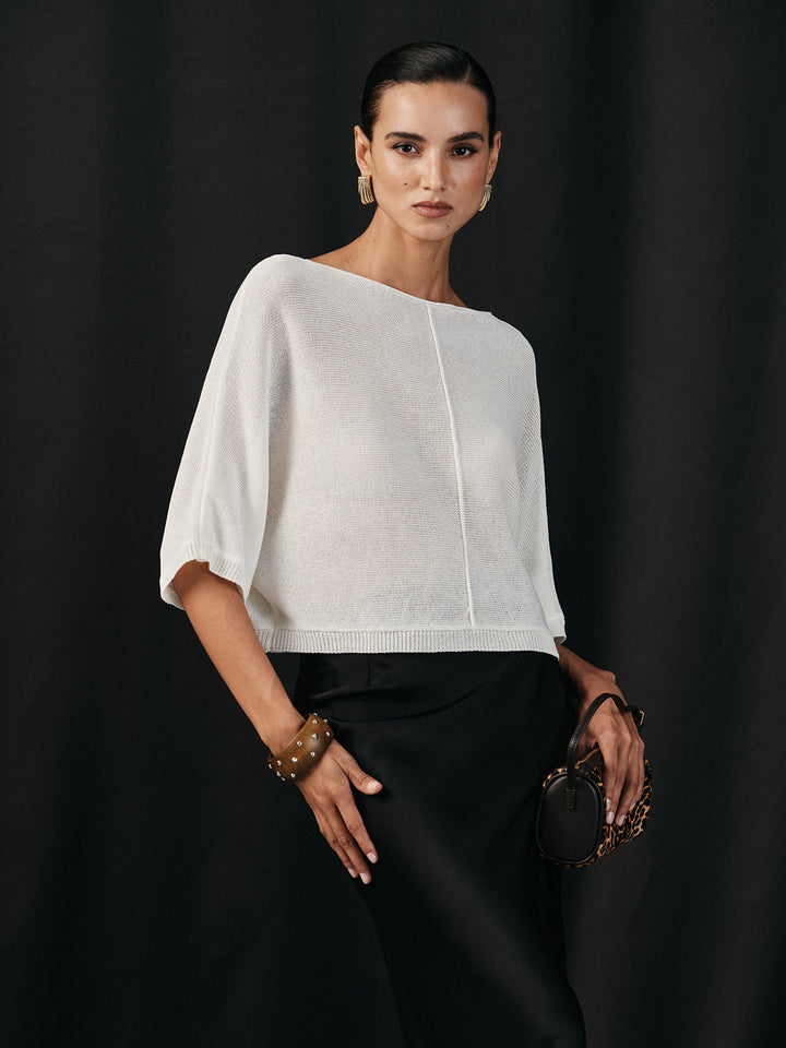 Semi-Sheer Batwing Sweater  Liora Lane Boutique Sweaters Off-White / XL 38.00