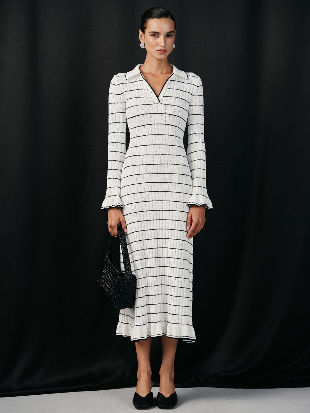 Sailor-stripe Stretch-knit Midi Dress  Liora Lane Boutique Sweater Dresses