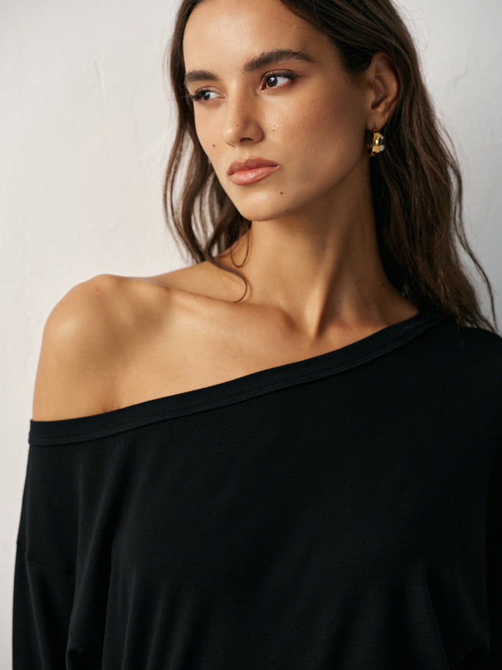 Off-Shoulder Long Sleeve T-Shirt  Liora Lane Boutique T-Shirts