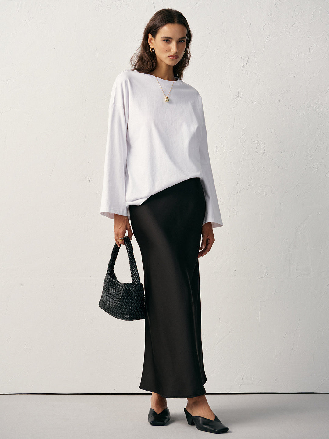 Long Sleeve Cotton T-Shirt  Liora Lane Boutique T-Shirts White / XL 34.00