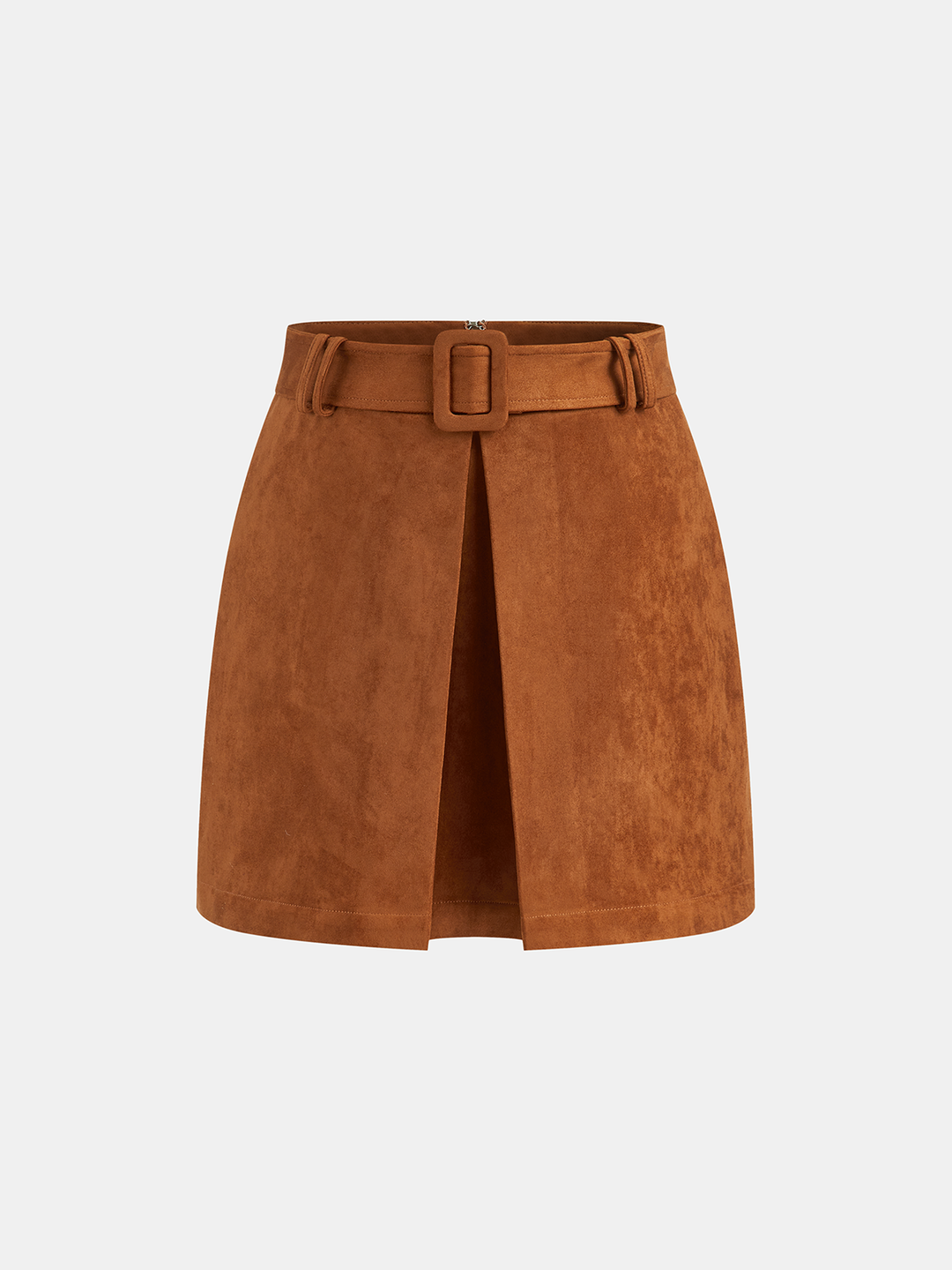 Suede Belted Split Mini Skirt  Liora Lane Boutique Skirts Camel / XL 79.99