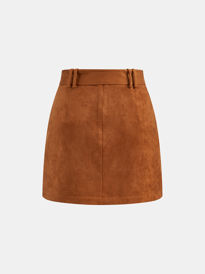 Suede Belted Split Mini Skirt  Liora Lane Boutique Skirts