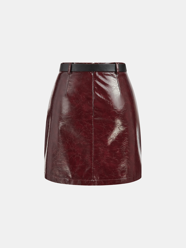 PU Leather Belted Mini Skirt  Liora Lane Boutique Skirts