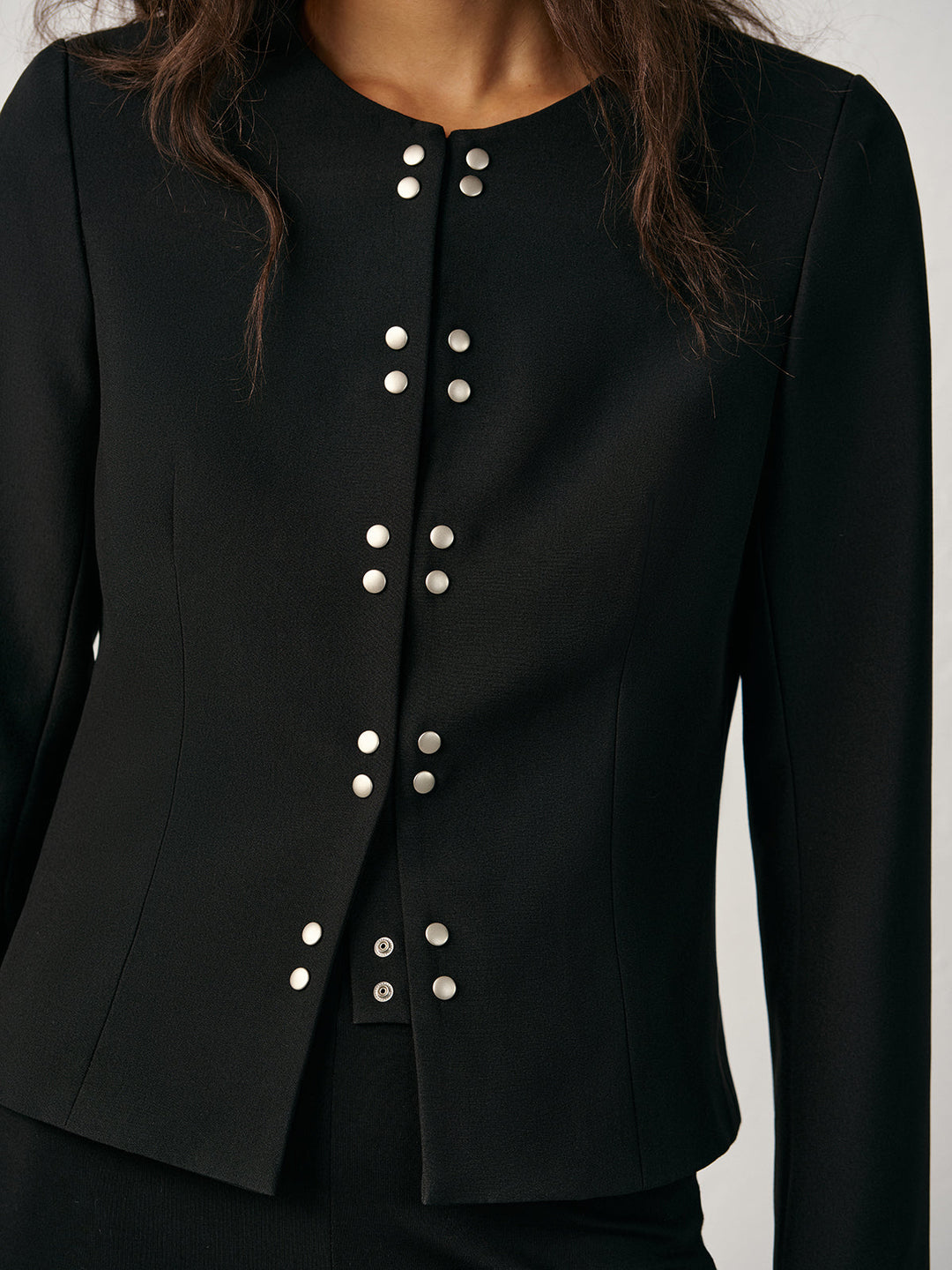 Round Neck Double-Breasted Blazer  Liora Lane Boutique Blazers