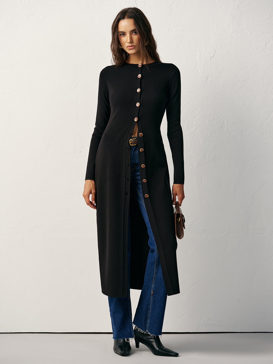 Button-Front Maxi Knit Cardigan Dress  Liora Lane Boutique Sweater Dresses