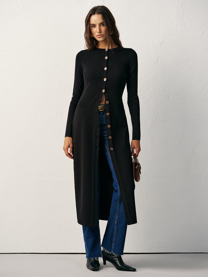 Button-Front Maxi Knit Cardigan Dress  Liora Lane Boutique Sweater Dresses