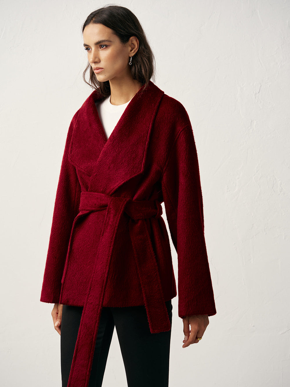 Wool Blend Belted Wrap Coat  Liora Lane Boutique Wool Coats