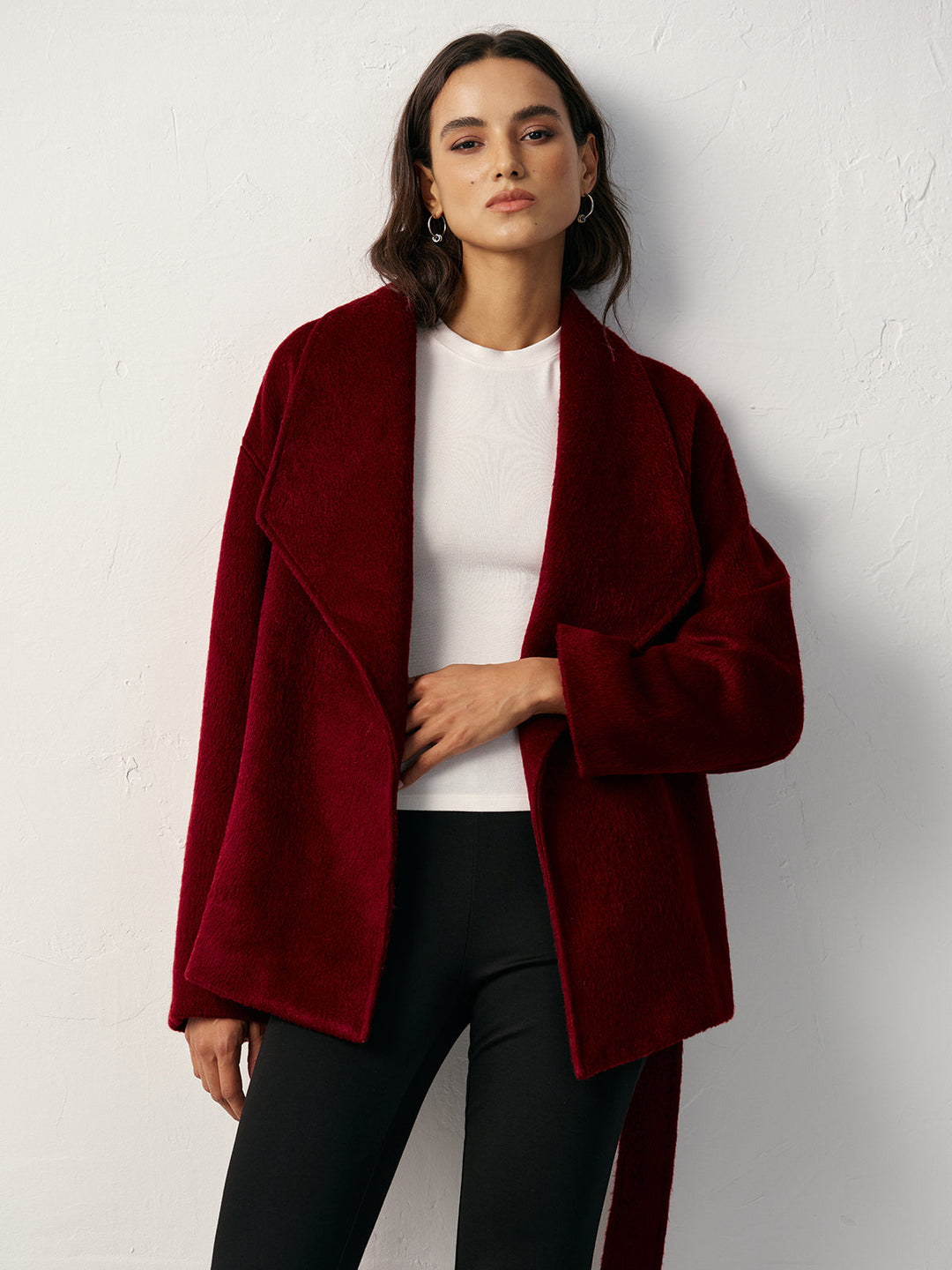 Wool Blend Belted Wrap Coat  Liora Lane Boutique Wool Coats