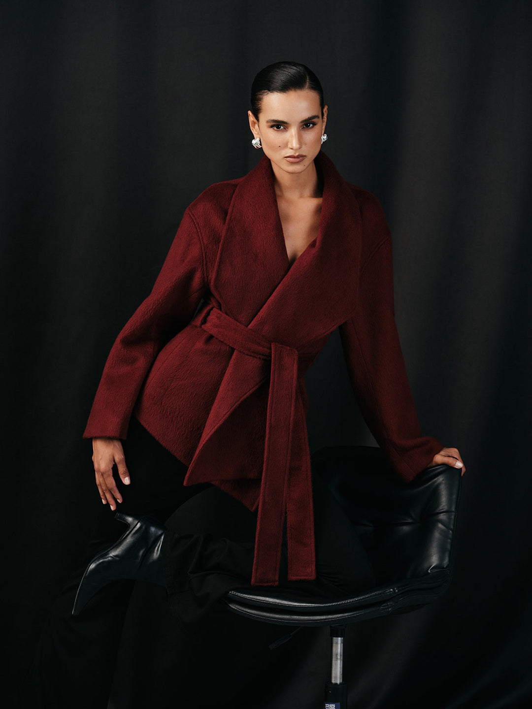 Wool Blend Belted Wrap Coat  Liora Lane Boutique Wool Coats