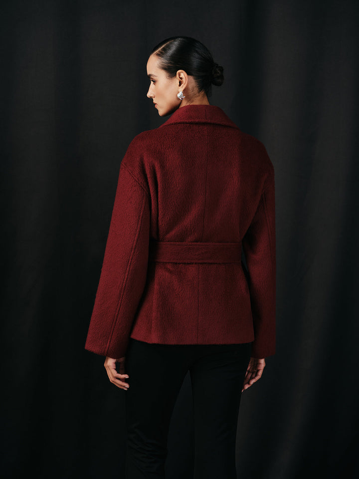 Wool Blend Belted Wrap Coat  Liora Lane Boutique Wool Coats