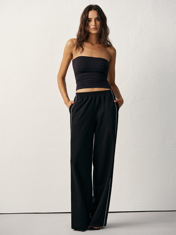Cotton Blend Mid-Waist Side Stripe Sweatpants  Liora Lane Boutique Sweatpants