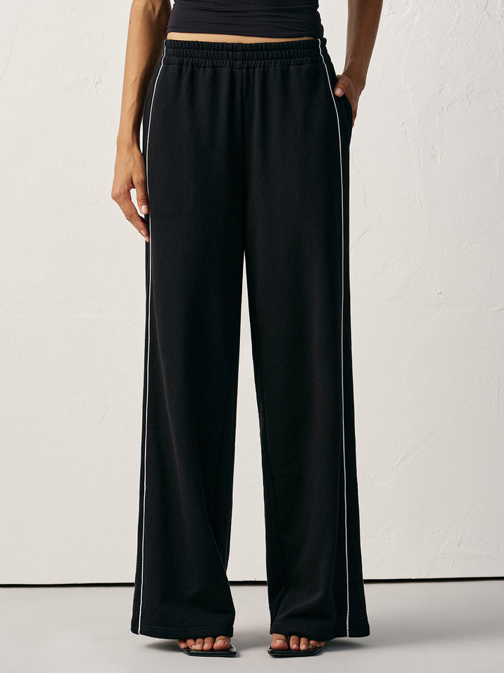 Cotton Blend Mid-Waist Side Stripe Sweatpants  Liora Lane Boutique Sweatpants