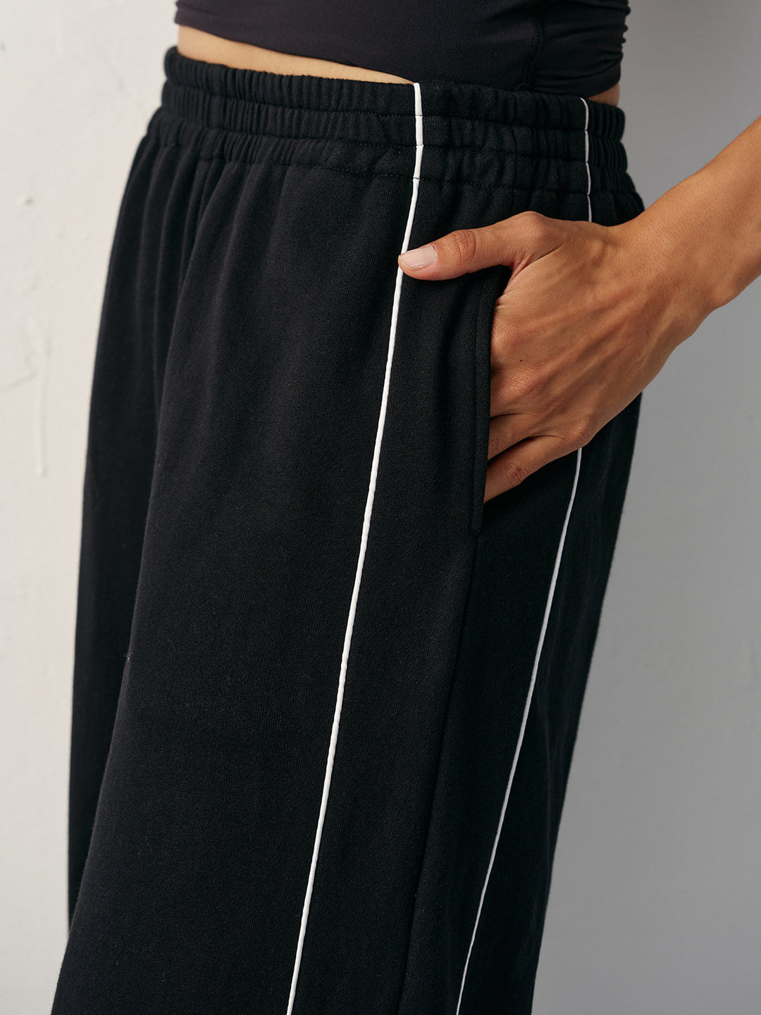 Cotton Blend Mid-Waist Side Stripe Sweatpants  Liora Lane Boutique Sweatpants