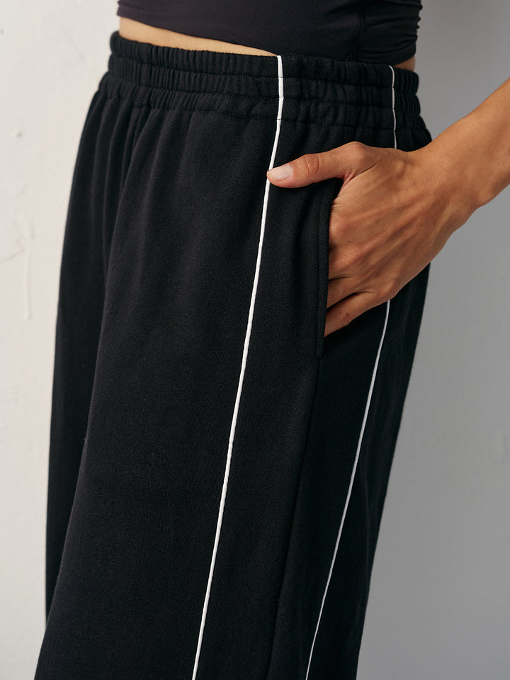 Cotton Blend Mid-Waist Side Stripe Sweatpants  Liora Lane Boutique Sweatpants