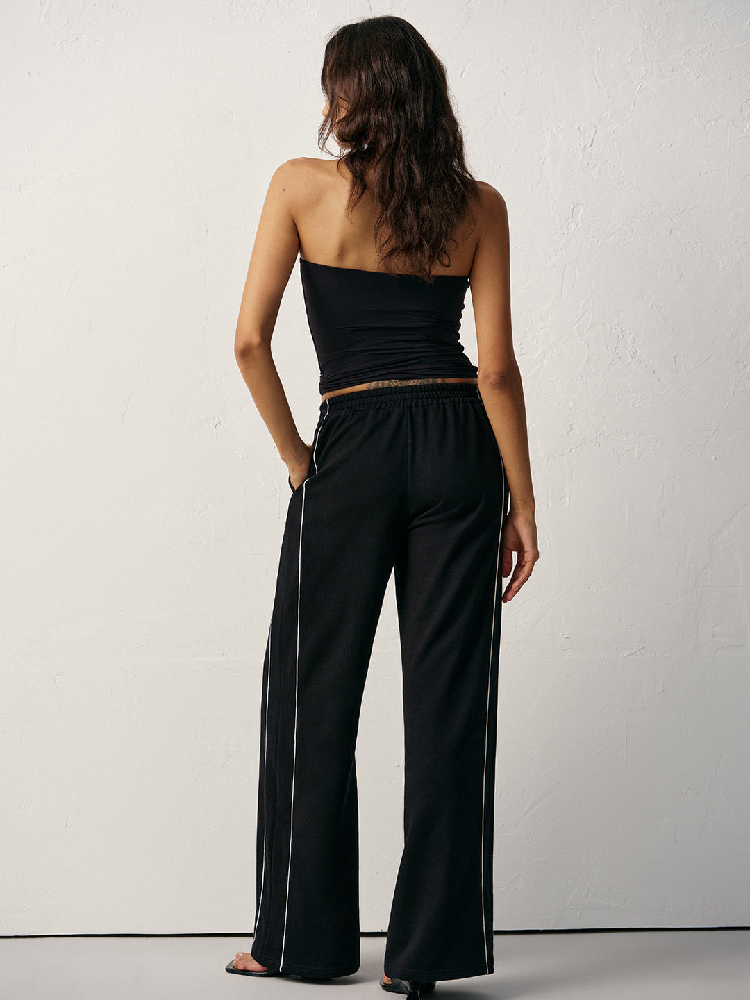 Cotton Blend Mid-Waist Side Stripe Sweatpants  Liora Lane Boutique Sweatpants