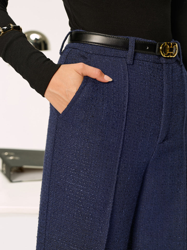 Mid-Waist Tweed Straight-Leg Pants  Liora Lane Boutique Pants