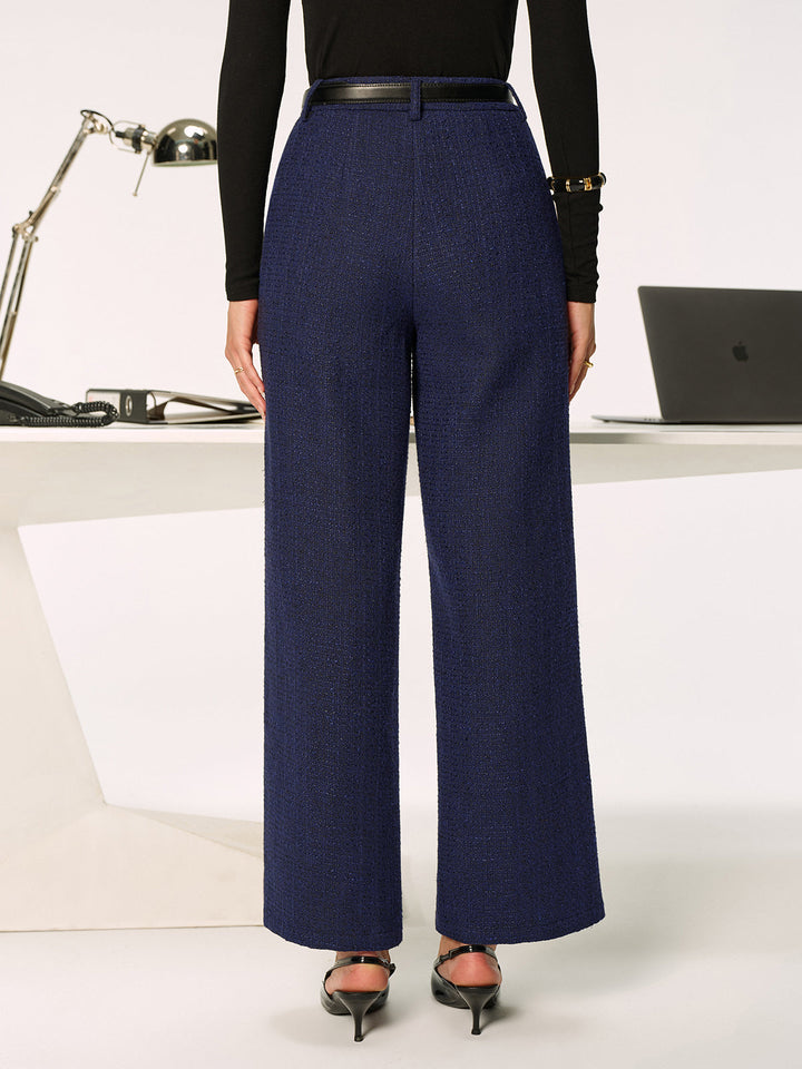 Mid-Waist Tweed Straight-Leg Pants  Liora Lane Boutique Pants