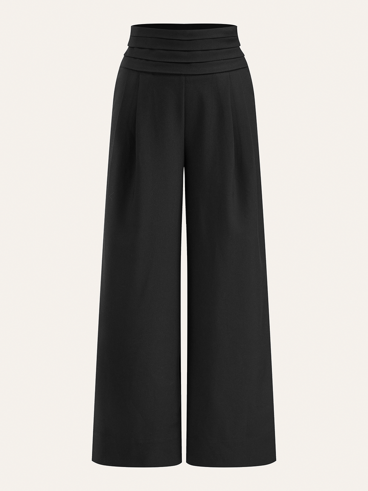 High-Waist Pleated-Waistband Wide-Leg Pants  Liora Lane Boutique Pants