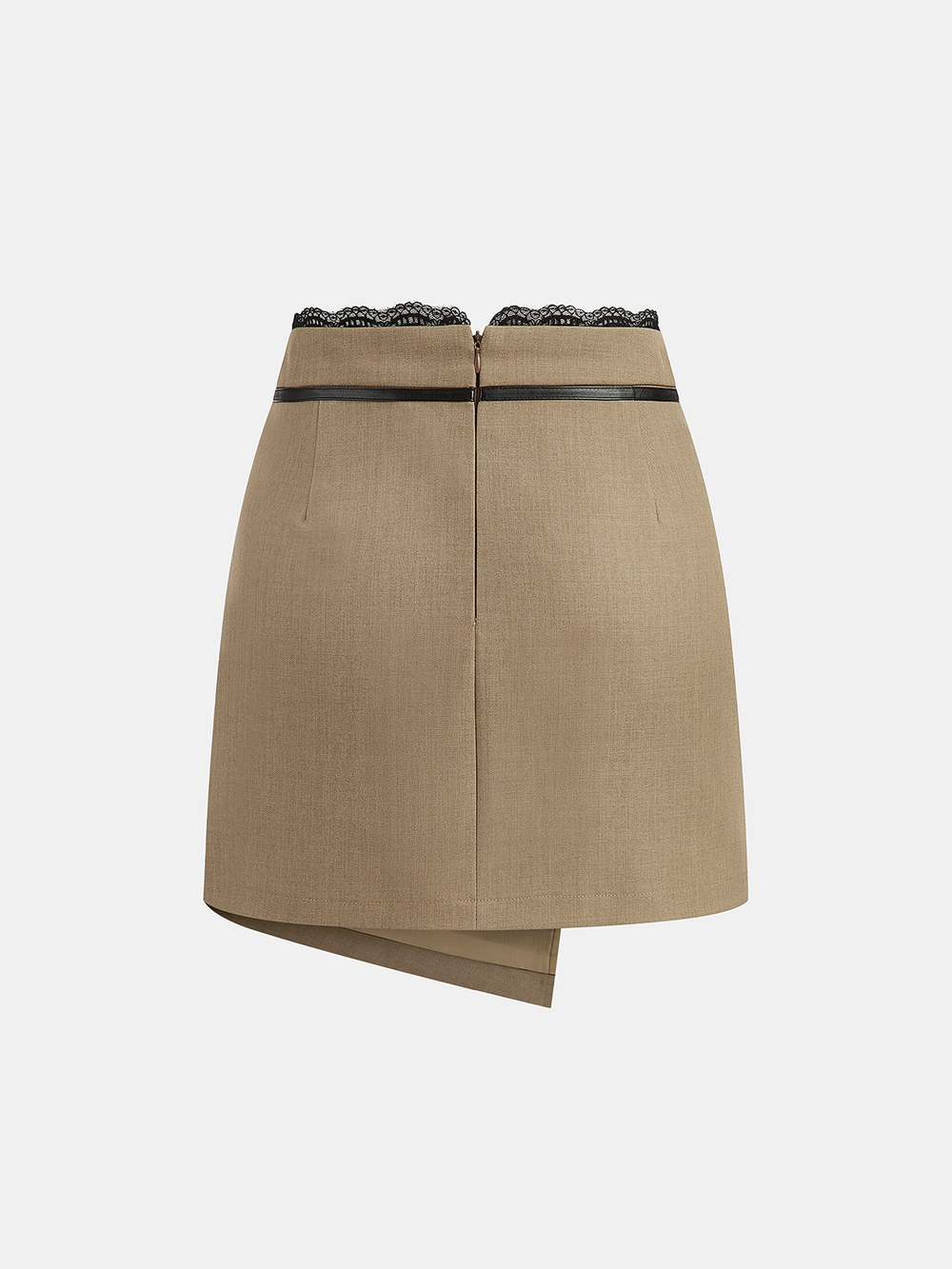 Lace Trim Faux Leather Buckle Mini Skirt  Liora Lane Boutique Skirts