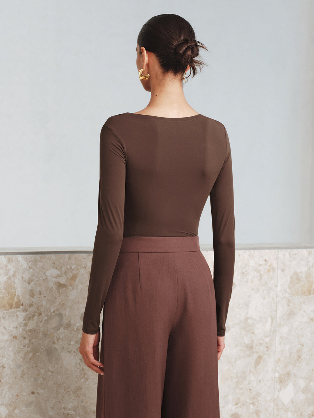 Metal Detail Asymmetric Neckline Bodysuit  Liora Lane Boutique Bodysuits