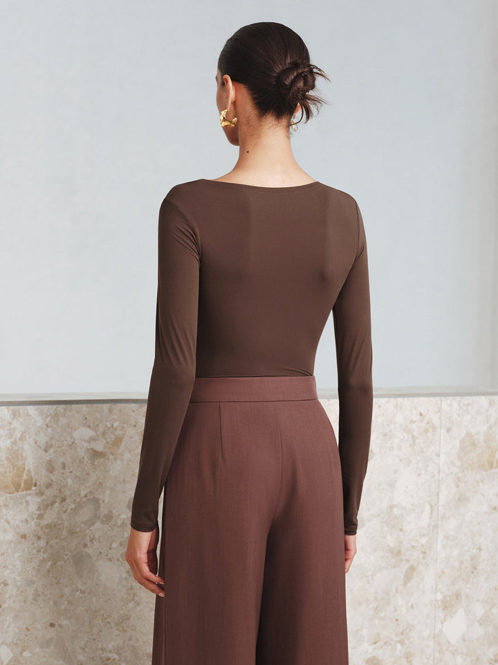 Metal Detail Asymmetric Neckline Bodysuit  Liora Lane Boutique Bodysuits