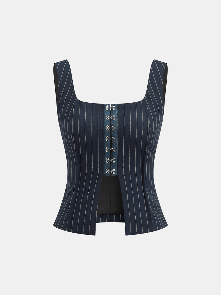 Hook-Eye Striped Top and Skirt Set  Liora Lane Boutique Skirt Sets