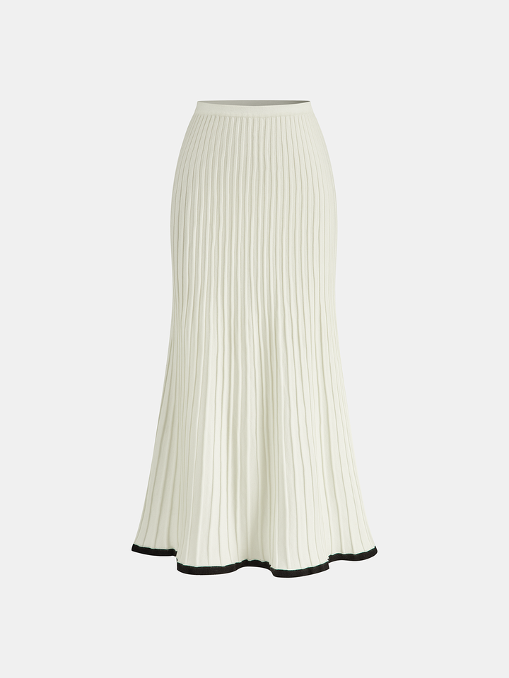 Contrast Trim Knit Vest and Midi Skirt Set  Liora Lane Boutique Skirt Sets