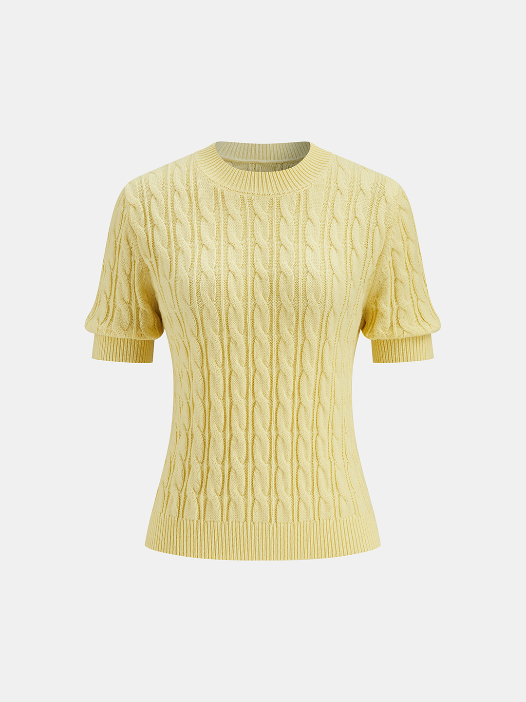 Cable Knit Short Sleeve Sweater  Liora Lane Boutique Sweaters Yellow / XL 98.99