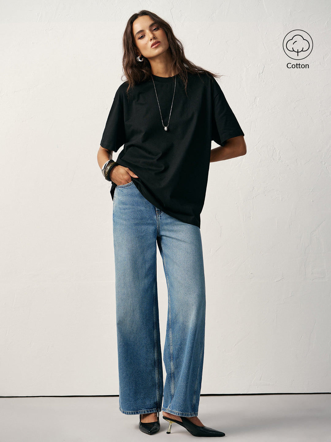 Basic Cotton Oversized T-Shirt  Liora Lane Boutique T-Shirts Black / XL 32.00