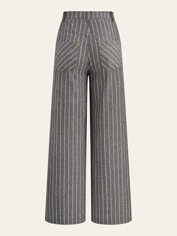Pinstripe Linen & Cotton High-Waist Pants  Liora Lane Boutique Pants