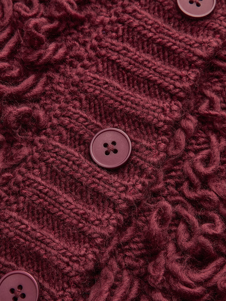 Textured Fringe Buttoned Knit Top  Liora Lane Boutique Knit Tops