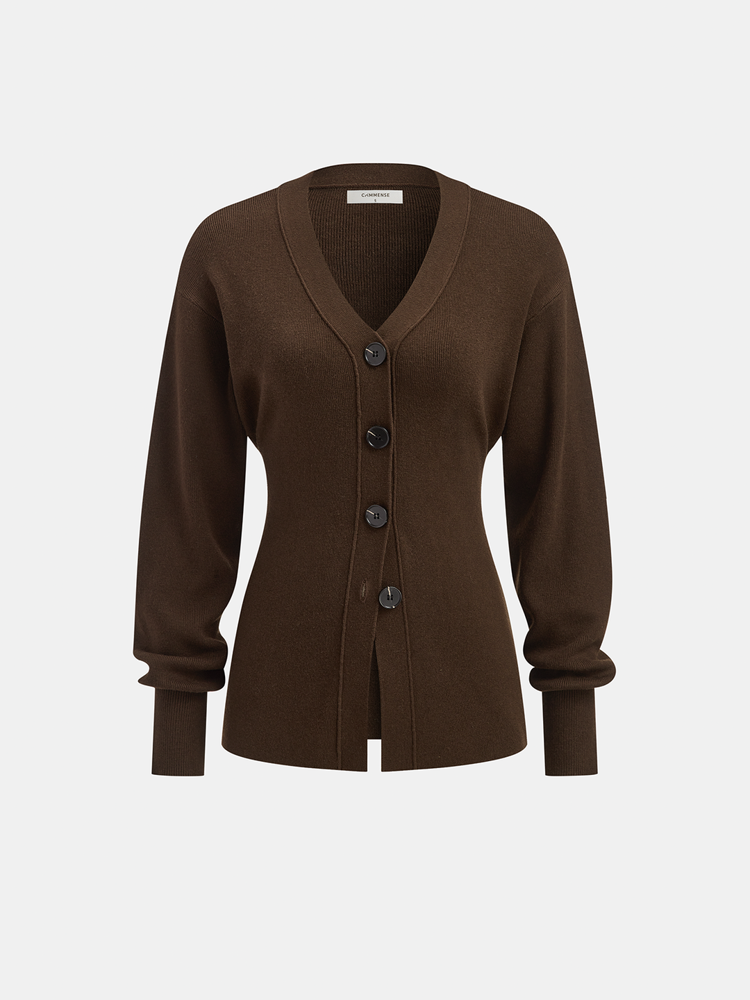 Wool-Blend V-Neck Button-Down Cardigan  Liora Lane Boutique Cardigans Dark Brown / XL 59.00