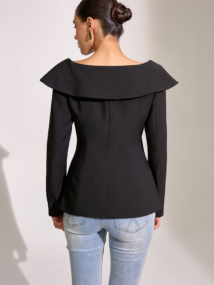 Large Lapel Off-Shoulder Blazer  Liora Lane Boutique Blazers