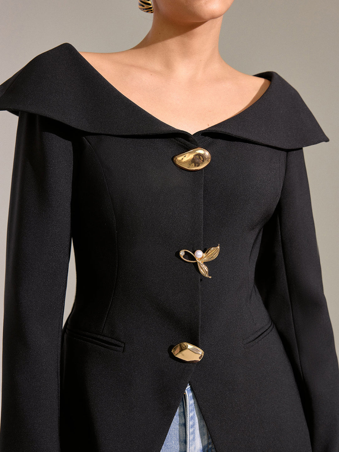 Large Lapel Off-Shoulder Blazer  Liora Lane Boutique Blazers