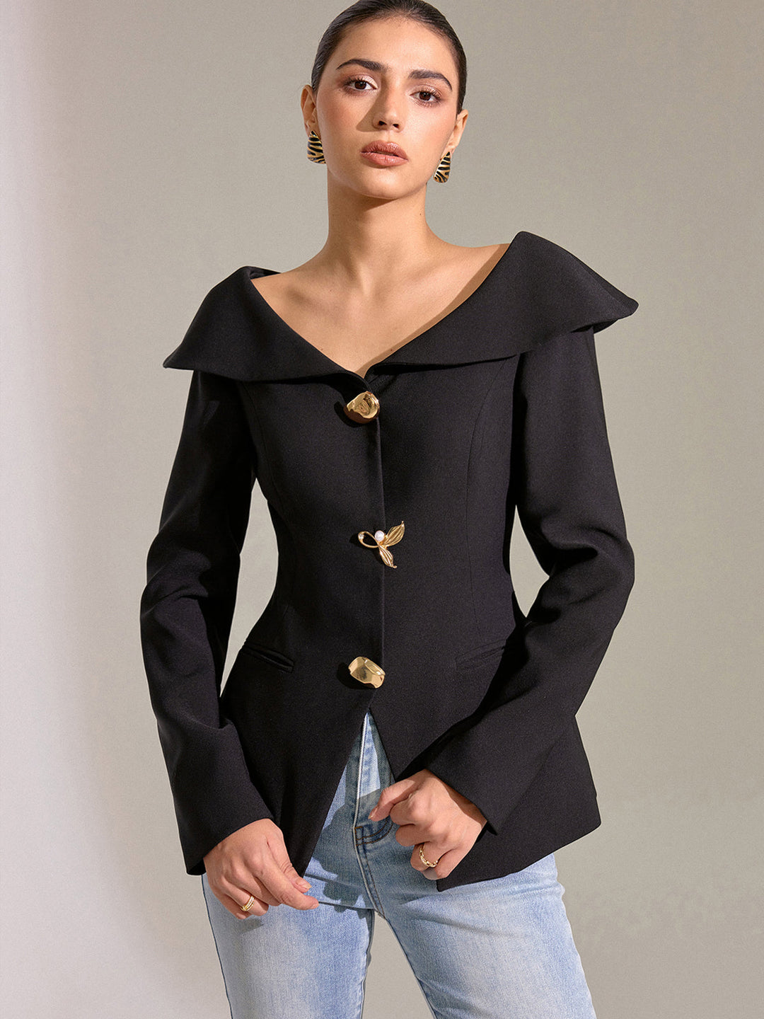 Large Lapel Off-Shoulder Blazer  Liora Lane Boutique Blazers